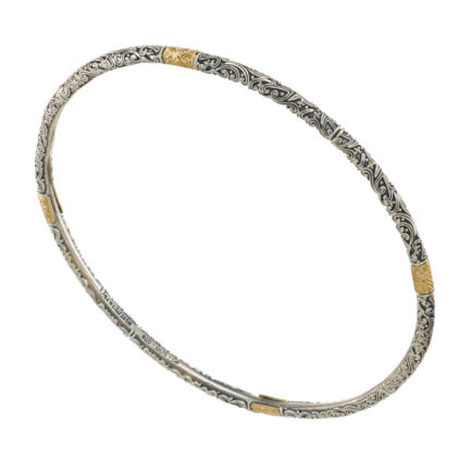 Bangle Byzantine Bracelet for Women’s 18k Yellow Gold and Silver 925
