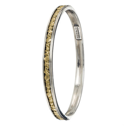 Shells Bangle Bracelet for Women’s 18k Yellow Gold and Silver 925