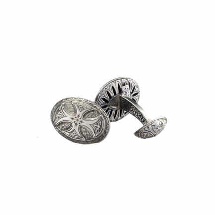 Oval Maltese Cross Cufflinks in Sterling Silver 925