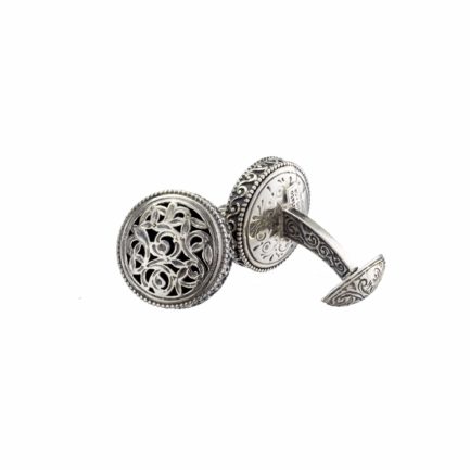 Filigree Byzantine Round Cufflinks in Sterling Silver 925