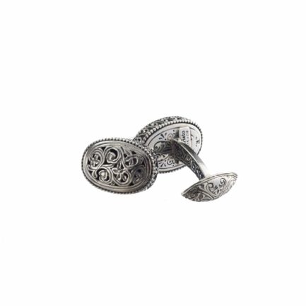 Filigree Byzantine Oval Cufflinks in Sterling Silver 925