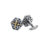 Byzantine Cross Cufflinks 18k Yellow Gold and Silver 925