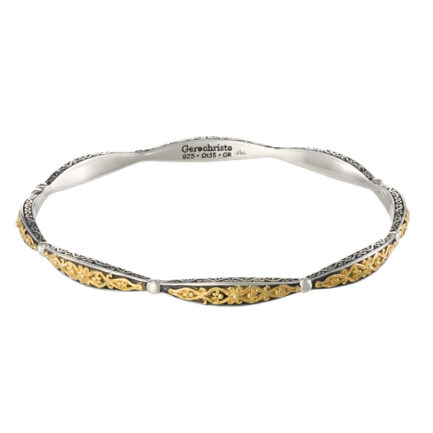 Bangle Bracelet in k18 Yellow Gold and Silver 6505