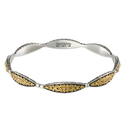 Bangle Bracelet in k18 Yellow Gold and Silver 6506