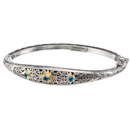 Byzantine Bracelet in k18 Gold and Silver 6399 blue topaz