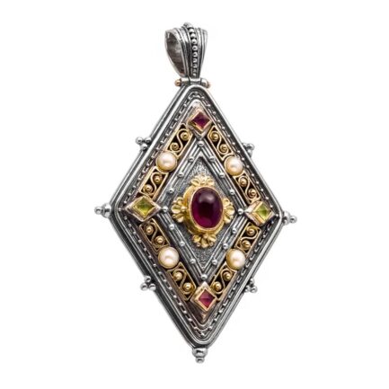 Byzantine Pendant in 18k Gold and Silver - 3001 pink