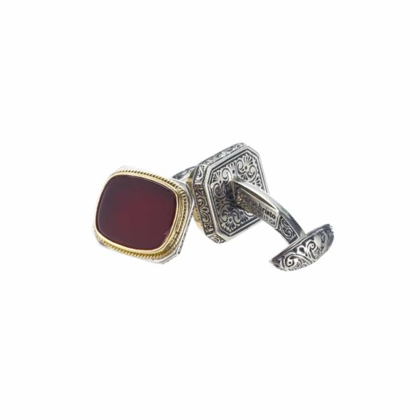 Cufflinks in18k Gold and Silver 7211-cornelian