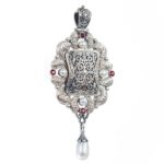 Filigree Locket Pendant with Pearl Drop in Sterling Silver 925