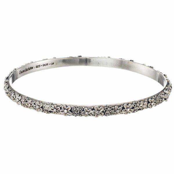 Garden Flower Bangle Bracelet in Sterling Silver 6504