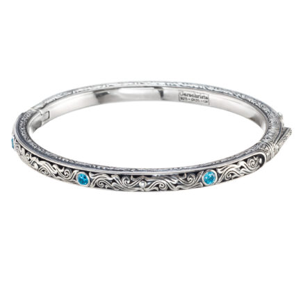 Garden Oval Bangle Bracelet in Sterling Silver 6406