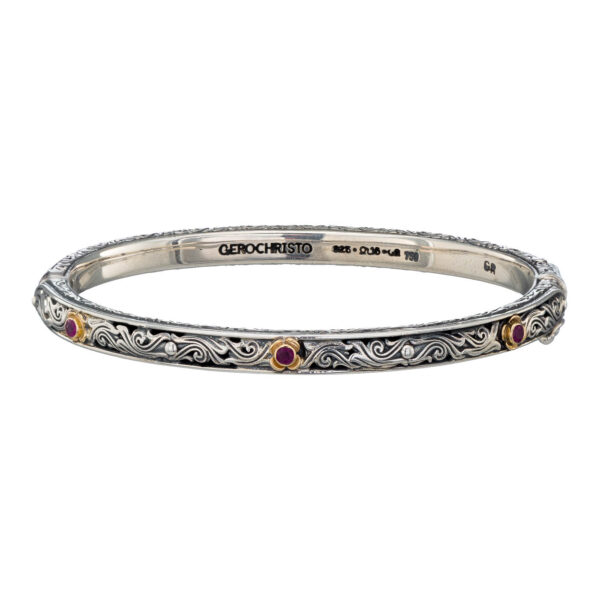 Garden Oval Bangle Bracelet in k18 Gold and Silver 6404