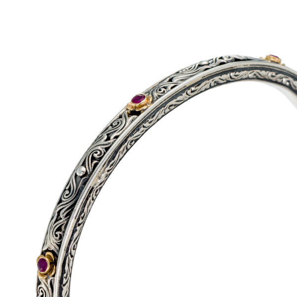 Garden Oval Bangle Bracelet in k18 Gold and Silver 6404 a