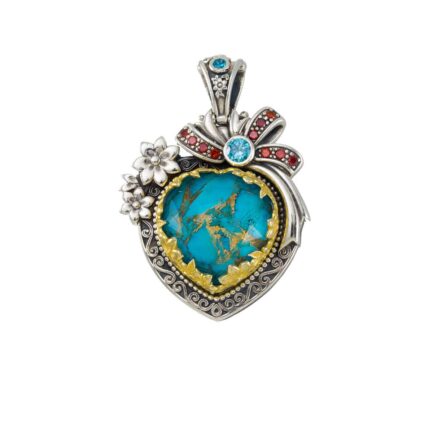 Heart Color Pendant in Sterling Silver 3404-Gplated-turq-copper
