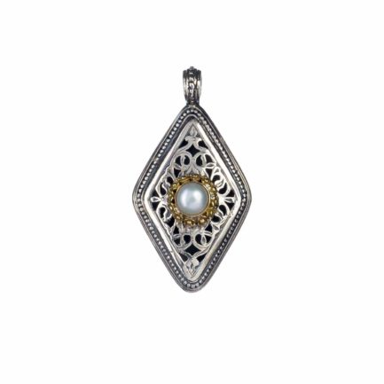 Byzantine Pendant Pearls for Ladies Yellow Gold k18 and Silver 925
