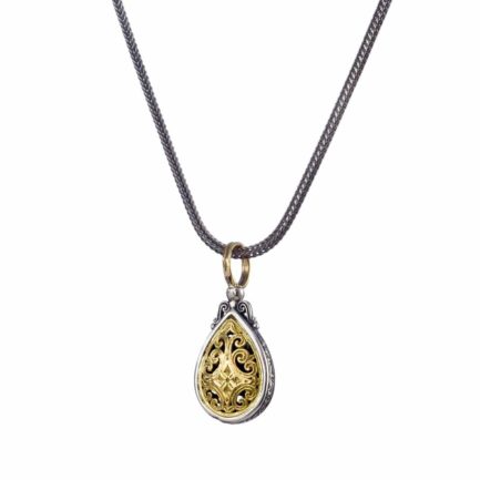 Tear Filigree Byzantine Pendant for Women’s Yellow Gold k18 and Silver 925