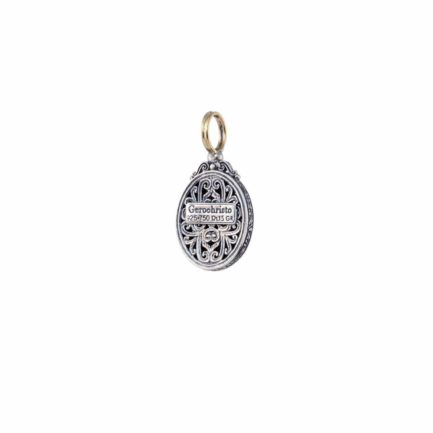 Oval Filigree Byzantine Pendant for Women’s Yellow Gold k18 and Silver 925