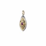 Filigree Byzantine Navette Pendant for Women’s Yellow Gold k18 and Silver 925