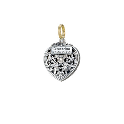 Diamonds Heart Byzantine Pendant for Women’s Yellow Gold k18 and Silver 925