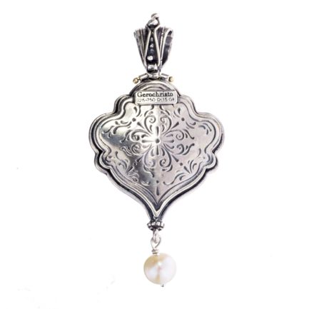 Byzantine Drop Pendant for Ladies Yellow Gold k18 and Silver 925