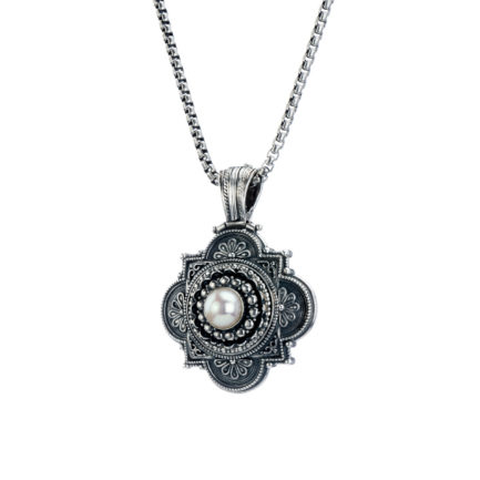 Byzantine Large Pendant for Ladies in Sterling Silver 925