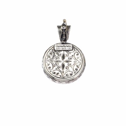 Round Flower Byzantine Pendant for Ladies in Sterling Silver 925