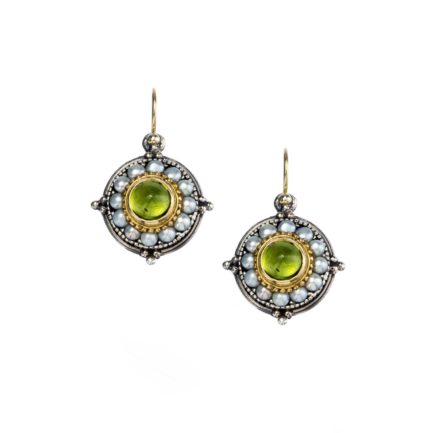 Round Drop Earrings for Women’s 18k Yellow Gold and Sterling Silver 925