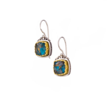 Colors Square Small Earrings Sterling Silver 925 with Gold plated parts for Women’s