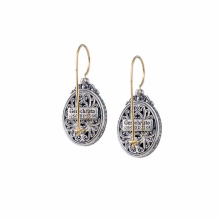 Mediterranean Oval Earrings for Women’s 18k Yellow Gold and Sterling Silver 925