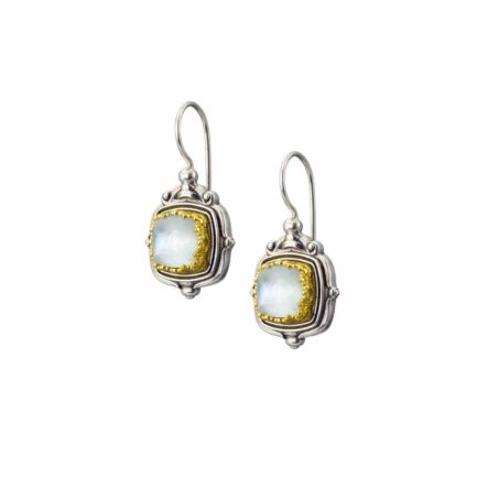 Colors Square Small Earrings Sterling Silver 925 with Gold plated parts for Women’s