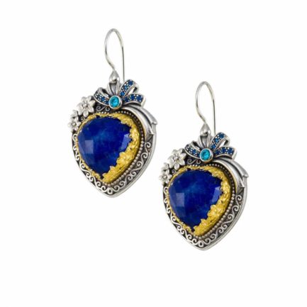 Heart Colors Earrings Beautiful Silver 925 with Gold plated parts