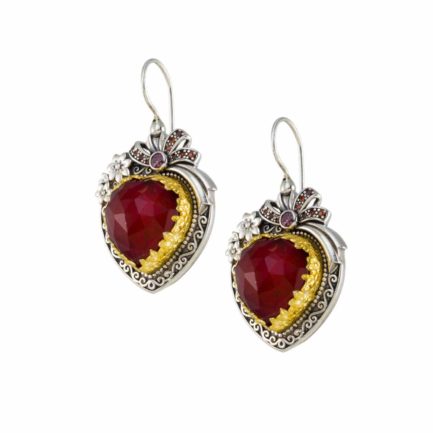 Heart Colors Earrings Beautiful for Women’s Silver 925 with Gold plated parts