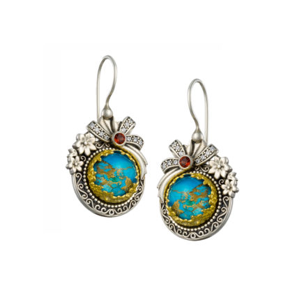Colors Flower Earrings Sterling Silver with Gold plated parts for Women’s