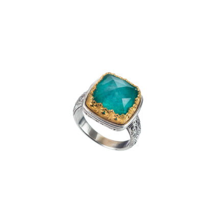 Square Color Ring Sterling Silver 925 with Gold Plated parts