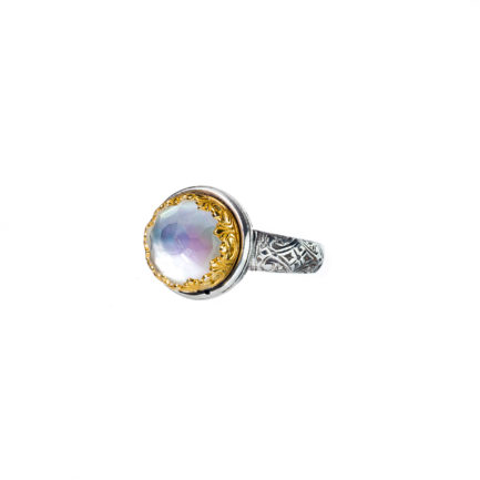 Color Round Ring Sterling Silver 925 with Gold Plated parts
