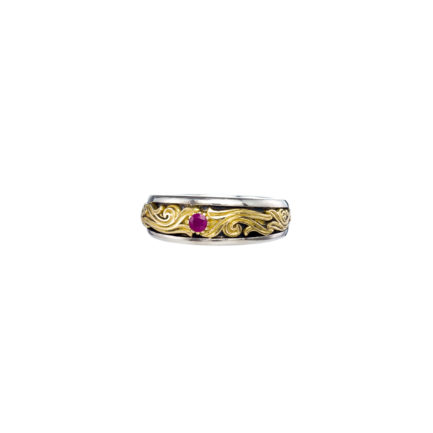 Byzantine Band Ring k18 Yellow Gold and Sterling Silver 925