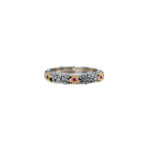 Flower Band Ring 4mm Ruby Yellow Gold k18 and Sterling Silver 925