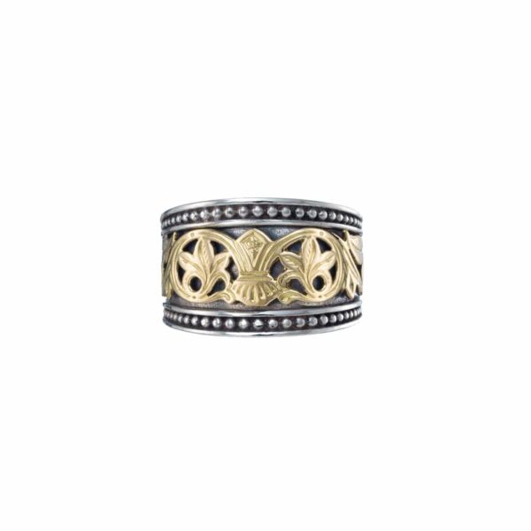 Byzantine Band Ring k18 Yellow Gold and Sterling Silver 925