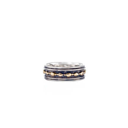 Band Ring k18 Yellow Gold and Sterling Silver 925