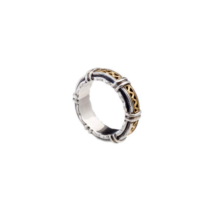 Byzantine Band Ring 5mm Yellow Gold k18 and Sterling Silver 925