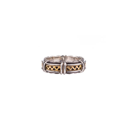 Byzantine Band Ring 5mm Yellow Gold k18 and Sterling Silver 925