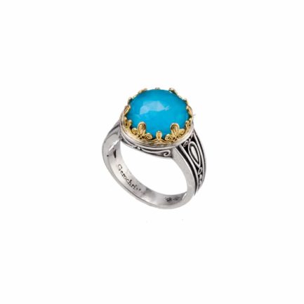 Round Color Ring in k18 Yellow Gold and Sterling Silver 925