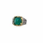 Square Color Ring in k18 Yellow Gold and Sterling Silver 925