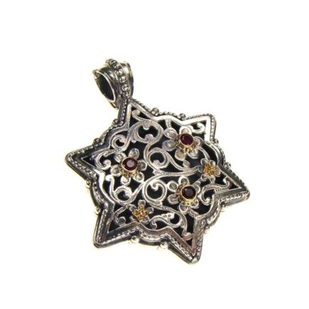 Filigree Byzantine Pendant for Ladies in 18k Yellow Gold and Silver 925