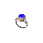 Color Round Ring Silver with Gold Plated parts lapis