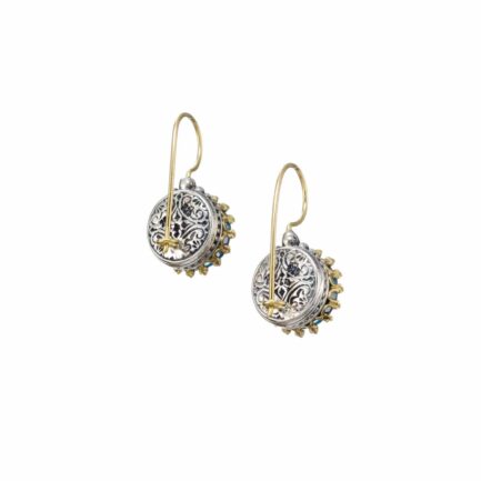 Crown Earrings Round in k18 Yellow Gold and Sterling Silver