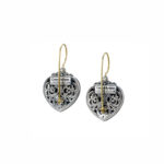 Flower Heart Earrings in k18 Gold and Silver with Brown Diamonds