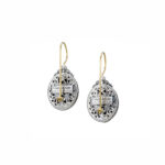 Flower Oval Earrings in k18 Gold and Silver with Rubies