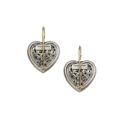 Hearts Earrings in k18 Yellow Gold and Sterling Silver 925