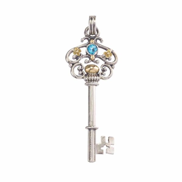 Key Pendant in k18 Yellow Gold and Silver 3094