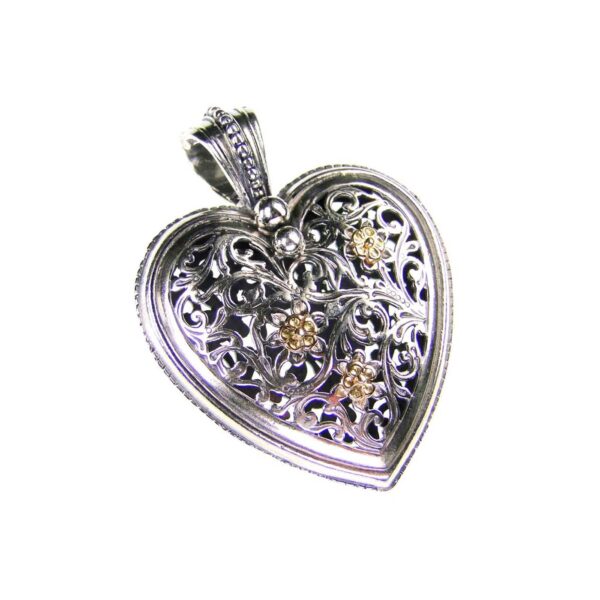 Large Heart Pendant in k18 Gold and Silver 3046